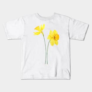 yellow daffodils watercolor painting Kids T-Shirt